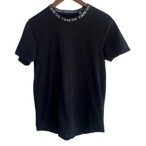 GUESS Black Short Sleeve Cotton High-Neck Tee Women’s Small